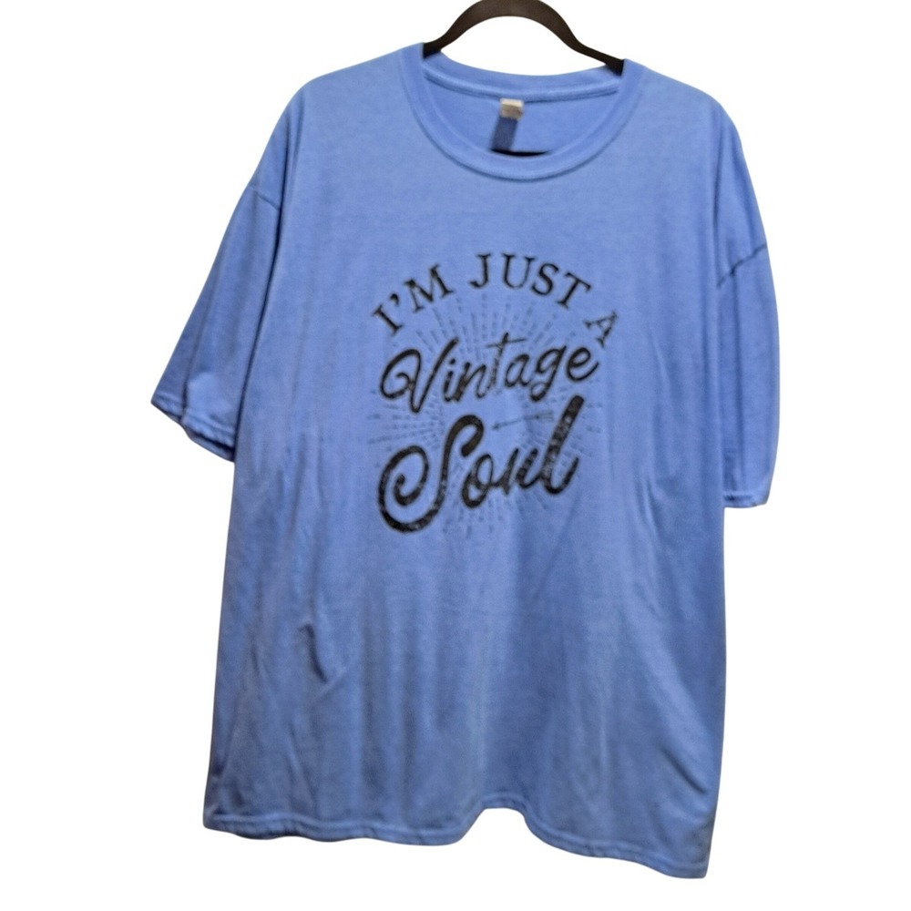 Gildan Softstyle 3XL Blue‎ I'm Just A Vintage Soul Graphic T-Shirt NEW